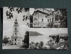Képeslap,Szob,mozaik,Duna,Róm. kat templom,fiúnevelő intézet látkép, részlet, 1965-
