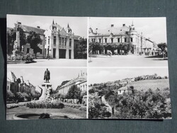 Képeslap,Szekszárd,mozaik, Garay tér,szobor,park,tanácsháza,szálló látkép, részlet, 1962-