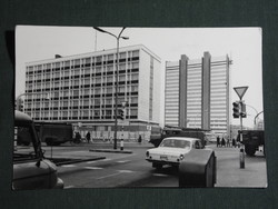 Képeslap,Szolnok,Ságvári körút,Volga,Csepel teherautó,tűzoltó látkép,részlet,1978-