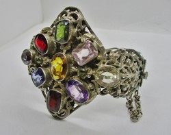 Gyönyörű antik Zoltan White ezüst karkötő drágakövekkel