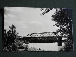 Postcard, Szolnok, Tisza bridge, riverbank view, fragment, 1958-