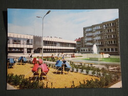 Képeslap,Szombathely,Berzsenyi Dániel könyvtár,park,szökőkút látkép,részlet, 1978-