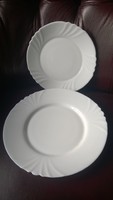Elegáns, fehér tányérszett,vacsorázó szett 2 db anyagában mintás átm.20/25 cm