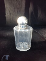 Art Deco Silver-Decorated Perfume Bottle with Cap