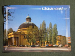 Képeslap,Székesfehérvár,Prohászka Ottokár emléktemplom,autó látkép,részletek, 1988-