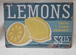 Fém LEMONS feliratú reklám tábla hibátlan állapotban