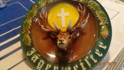 Hubertus Jagermeister   fali tányér  3D -s   , Keramik Rauschbach  - Westerwald   29 cm