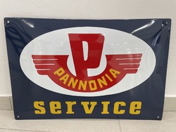 Pannonia Service domborított zománctábla retro mid century kék
