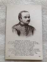Antik, régi képeslap - Bertrand du Guesclin francia katona parancsnok  - Postatiszta          -12.