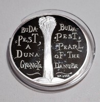 MKB Budapest a Duna gyöngye Ezüst  emlékérem eredeti dísztokban (31,25g/0.999/42,5mm)