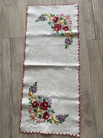 Kalocsai asztali futó lenvászon 85x35cm, slingelt széllel