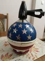 Retró gömb, kerek, fém szódás szifon, egyedi mintával - 29 cm