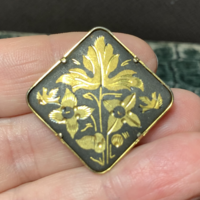 24K Gold Plated Damascene Brooch, Vintage Damask Brooch Pendant, Toledo Spanish Jewelry Pin