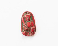 Buddha medál - vörös korall hatású kerámia? - ethno etno vintage boho goa buddhista függő
