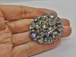 Csodálatosan szép  régi  ezüstözött bross füstkvarc színű kövekkel