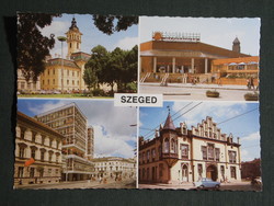 Postcard, Szeged, mosaics, town hall, Szeged department store, black house, Tisza Lajos krt, detail, 1982-