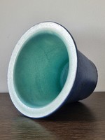 Ritka Ceramano német iparművészeti  kerámia kaspó,dekoratív mázzal - 16,5 cm*23 cm