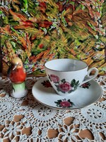Rheinpfalz német porcelán teáscsésze aljával, virágmintás, vitrin állapot, hibátlan