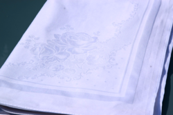 HATALMAS Régi Antik Nagy RITKA ünnepi damaszt asztalterítő terítő abrosz ART DECO 202 x 122 cm