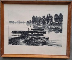 Rézkarc, Csurgói Máté Lajos: Balatoni életkép.