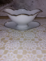 Bavaria Bareuther, szószos porcelán kínáló, arany-kék szélű csíkkal