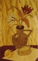 1S904 Mid century asztali csendélet intarziakép 41 x 25.5 cm