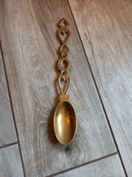 Pompás régi réz díszkanál I. (Love Spoon, 24,5x3,8 cm)