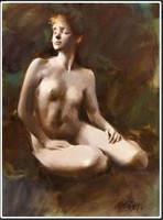 Gyémánt László (1935- ) Fiatal lány aktja - olaj, vászon - 80 x 60cm