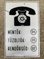 Mentők 04, Tűzoltók 05, Rendőrség 07 - lemeztábla (16 cm x 10 cm)