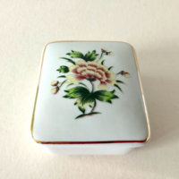 HOLLÓHÁZI PORCELÁN BONBONIER,DOBOZ,ÉKSZERTARTÓ HORTENZIA MINTÁVAL