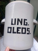 Vintage/retro feliratos patika eszköz: orvosi porcelán tégely, Zsolnay? Rendelő dekoráció