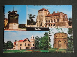 Képeslap,Tata,mozaik,templom,park,kastély,mecset,óratorony,vár látkép,részlet , 1975-