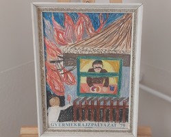 Gyermekrajz pályázat 1979 36x47 cm kerettel