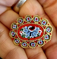 Vintage mikro mozaik mikromozaik millefiori rózsa bross kitűző