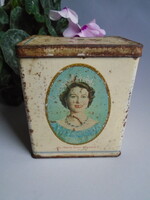 Quenn Elisabeth teafűs doboz az 1950-es évekből.