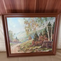 Olajfestmény fa keretben. Anyaga vászon. Szignózott,  alkotó ismeretlen.  Mérete kerettel: 59x69 cm.