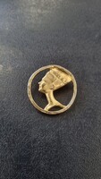 Vintage aranyozott Nofretete, Nefertiti eg,iptomi fáraó női fejbross kitűző