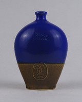1T147 Blue Glazed Plum Brandy Bottle 15.5 cm