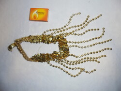 Arany színű flitteres, gyöngyös, kígyós nyakék