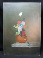 Jákó Balázs virág csendélet olaj, farost festmény 50 x 70 cm