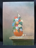 Jákó Balázs virág csendélet olaj, farost festmény 50 x 70 cm