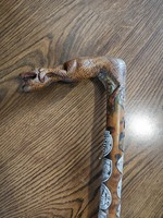 Trail Badge Dog Head Wooden Walking Stick