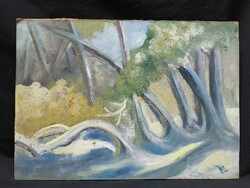 Szedő László - Téli erdő olaj, farost festmény 35 x 50 cm