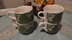 Angol porcelán teás zöld mintával.