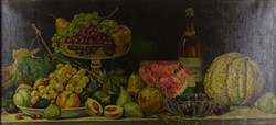 1T236 Keretezett olajnyomat - asztali gyümölcscsendélet 59.5 x 107 cm