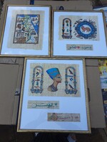 Egyiptomi, valódi papiruszok keretben, kiválló állapotban