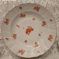 Antik, ritka, herendi orange  lapos tányér, rocaille széllel