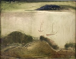 Áron Nagy Lajos (1913-1987): Balaton, 31x40 cm, olajfestmény, Képcsarnok