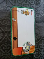 Ferrero kinder , tom és jerry fém doboz, tolltartó.
