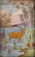 1T040 Keretezett csodaszarvas tűgobelin 25.5 x 21.5 cm